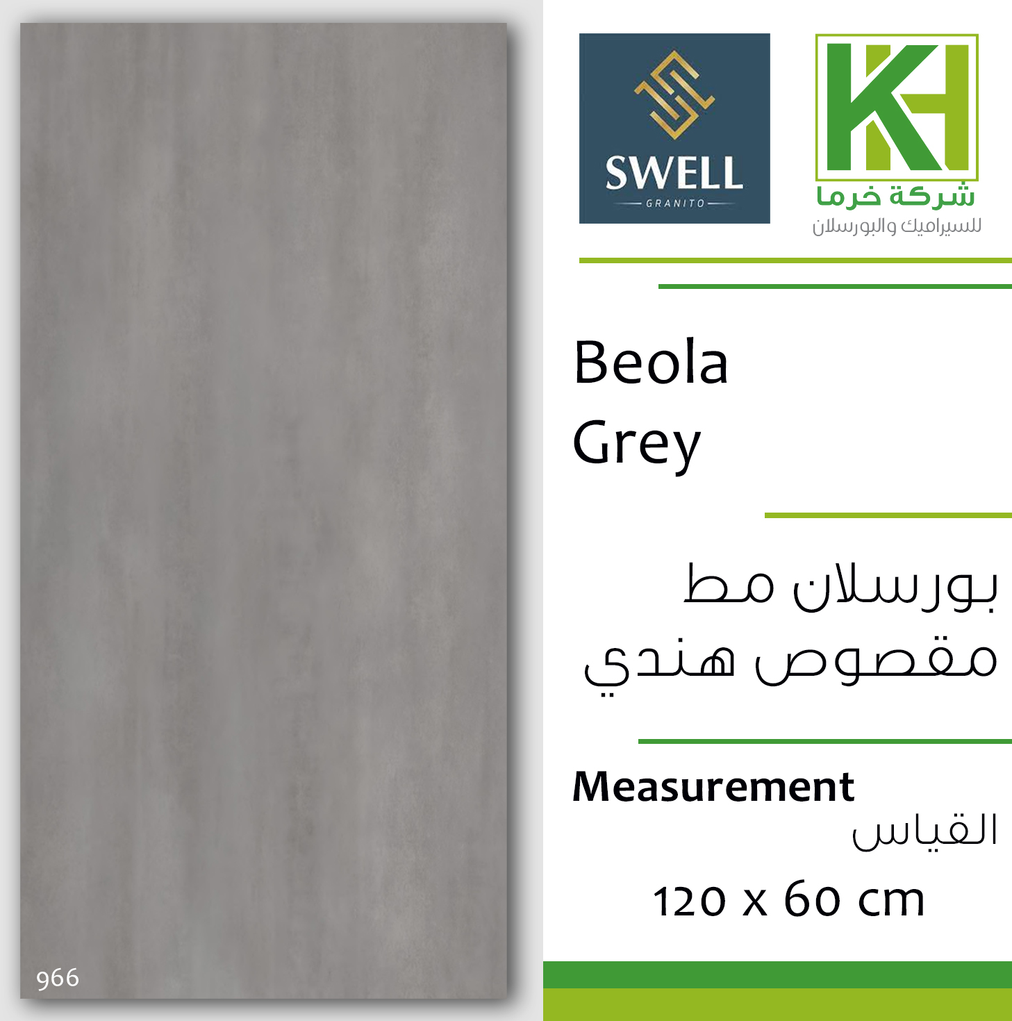 Picture of Indian Matt porcelain tile 60x120 cm Beola Grey